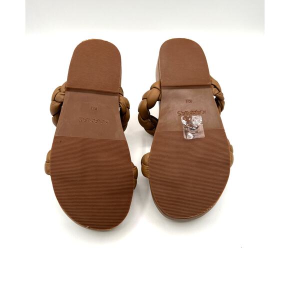 KAANAS Coco Brown Chunky Leather Braided Pool Slides Womens Size 6M NEW! - Picture 8 of 9